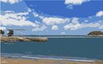 福州定海海边矢量油画图