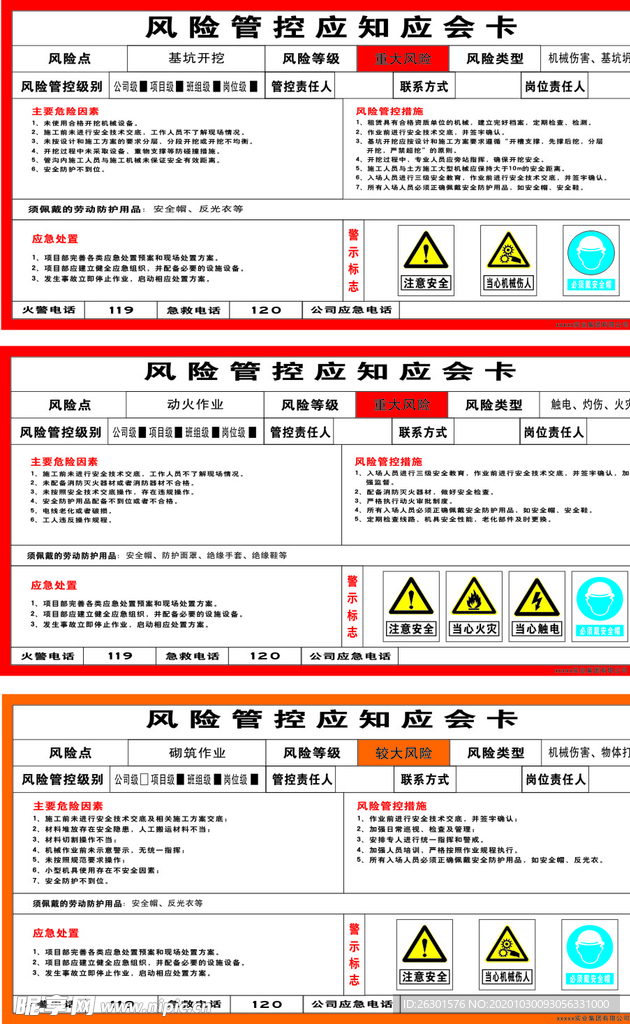 风险管控应知应会卡