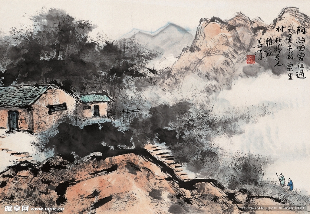 高清山水字画  中国风 水墨画