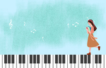 钢琴少女音乐背景海报素材