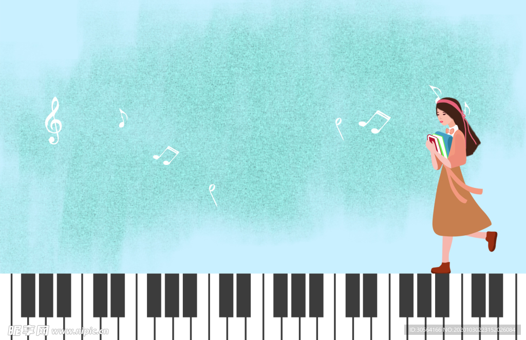 钢琴少女音乐背景海报素材