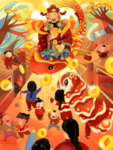 国潮财神插画