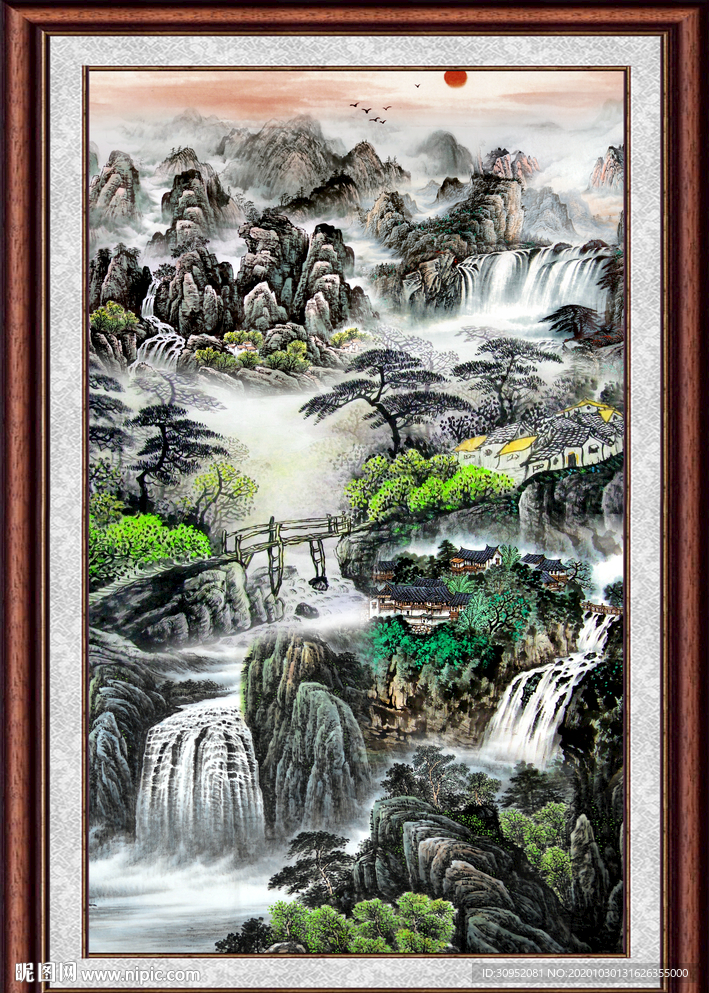 聚宝盆山水画