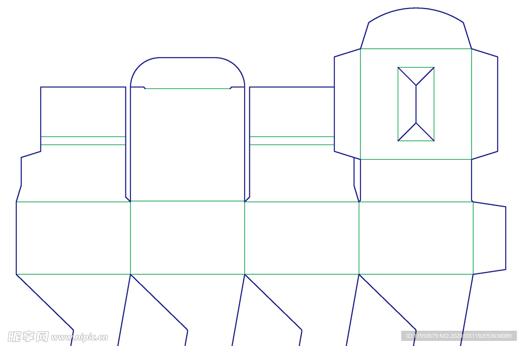 卡纸盒展开平面图