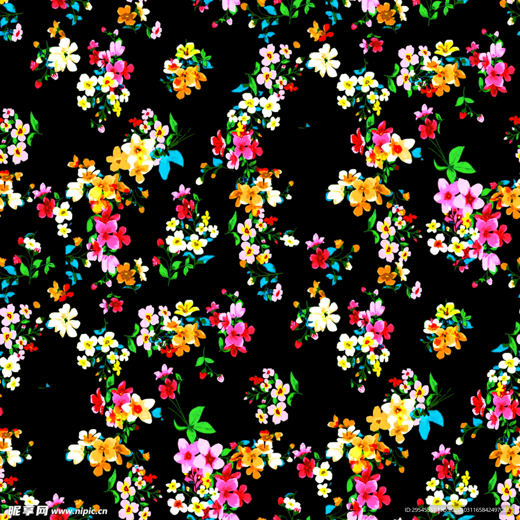 热带花 数码印花 手绘花 热带