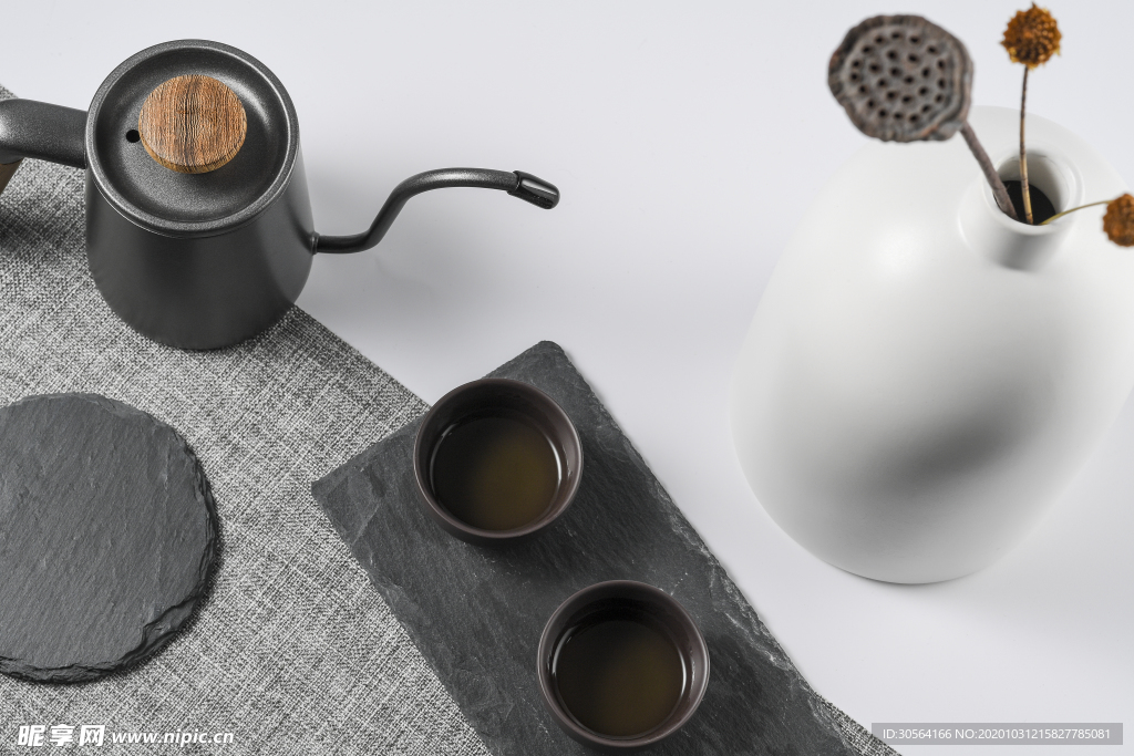 茶壶茶具茶叶简约背景海报素材