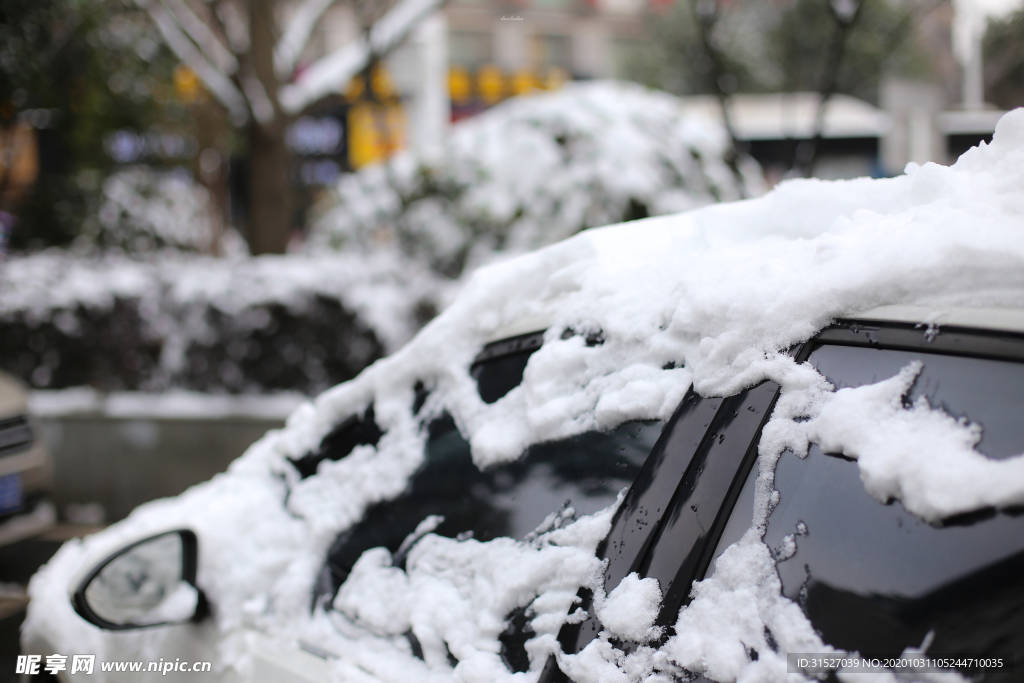 被雪覆盖的小汽车