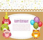 猫头鹰生日贺卡