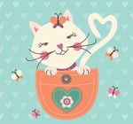 卡通猫咪和蝴蝶