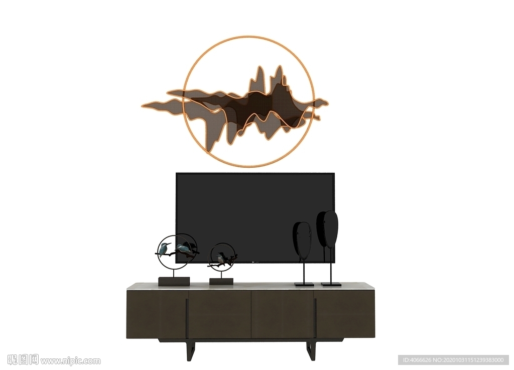 新中式电视柜3d模型