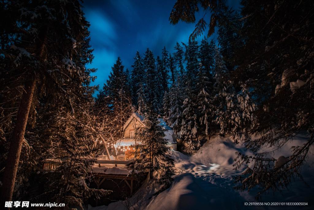 冬季夜晚雪景