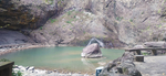 实拍青田石门洞景区湖泊