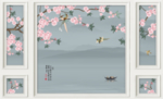 白边框鸟语花香玉兰花边框