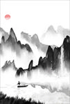 黑白水墨山水画