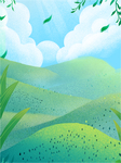 手绘绿色草原海报背景