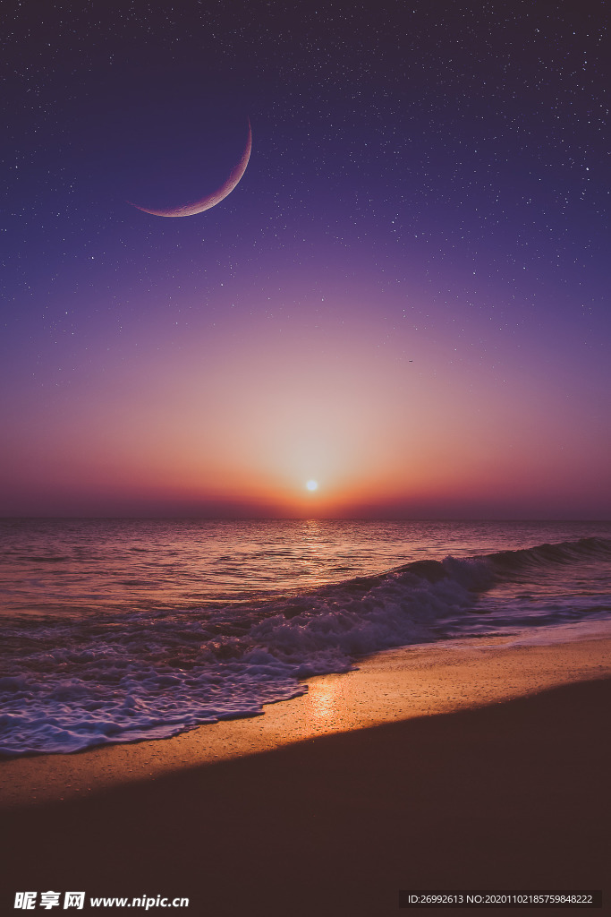 夕阳海滩