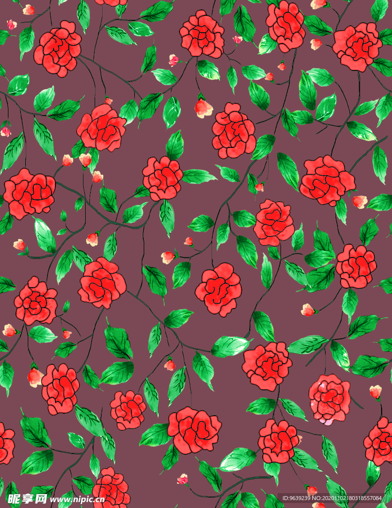 玫瑰月季手绘花
