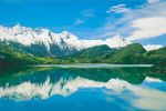 西藏湖泊雪山然乌湖矢量版油画