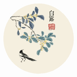 花鸟水墨矢量白露