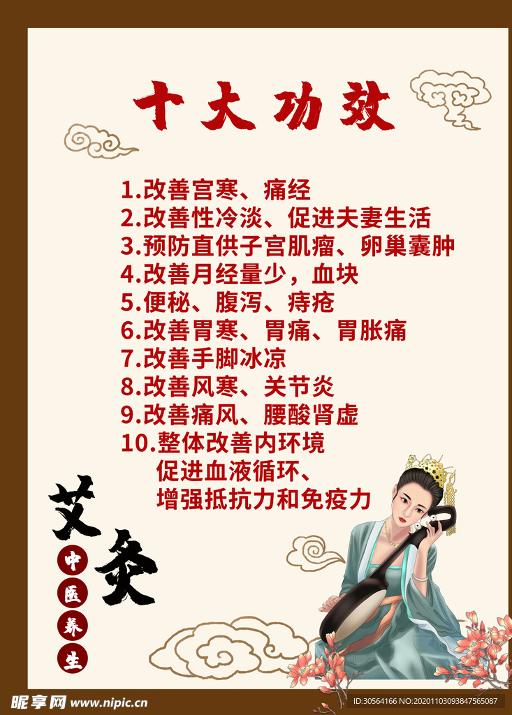 艾灸功效复古传统中医海报素材