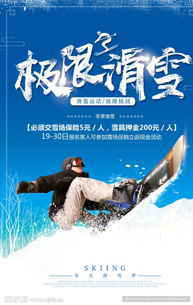 冬季极限滑雪运动宣传海报