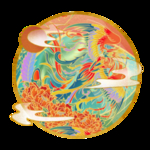 国潮风凤凰牡丹手绘插画