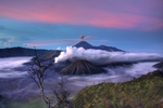 火山 白云 天空 美景 景色