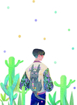 人物少年清新插画卡通背景素材