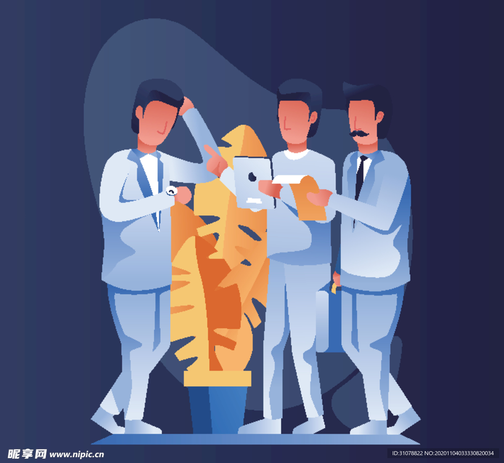 扁平化办公生活插画