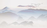 水墨山水 大雁 背景墙