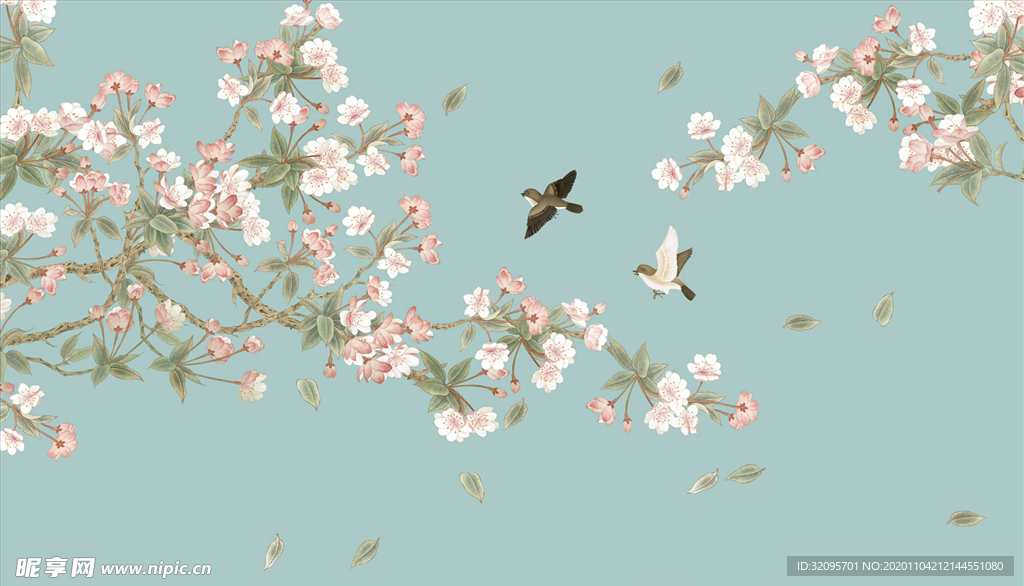 花鸟画 飞鸟 梅花 背景墙