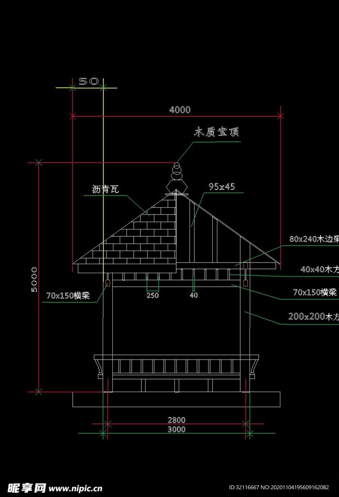 四角亭平面图