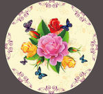 现代立体花卉纹理圆形装饰画