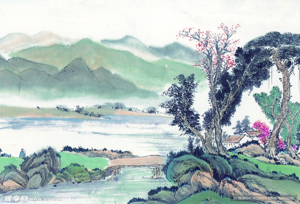 山水名画背景