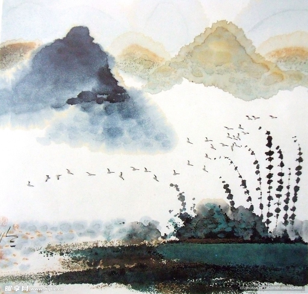 山水名画背景