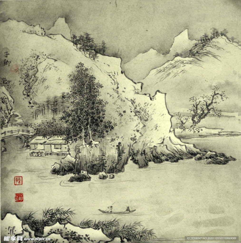 山水名画背景