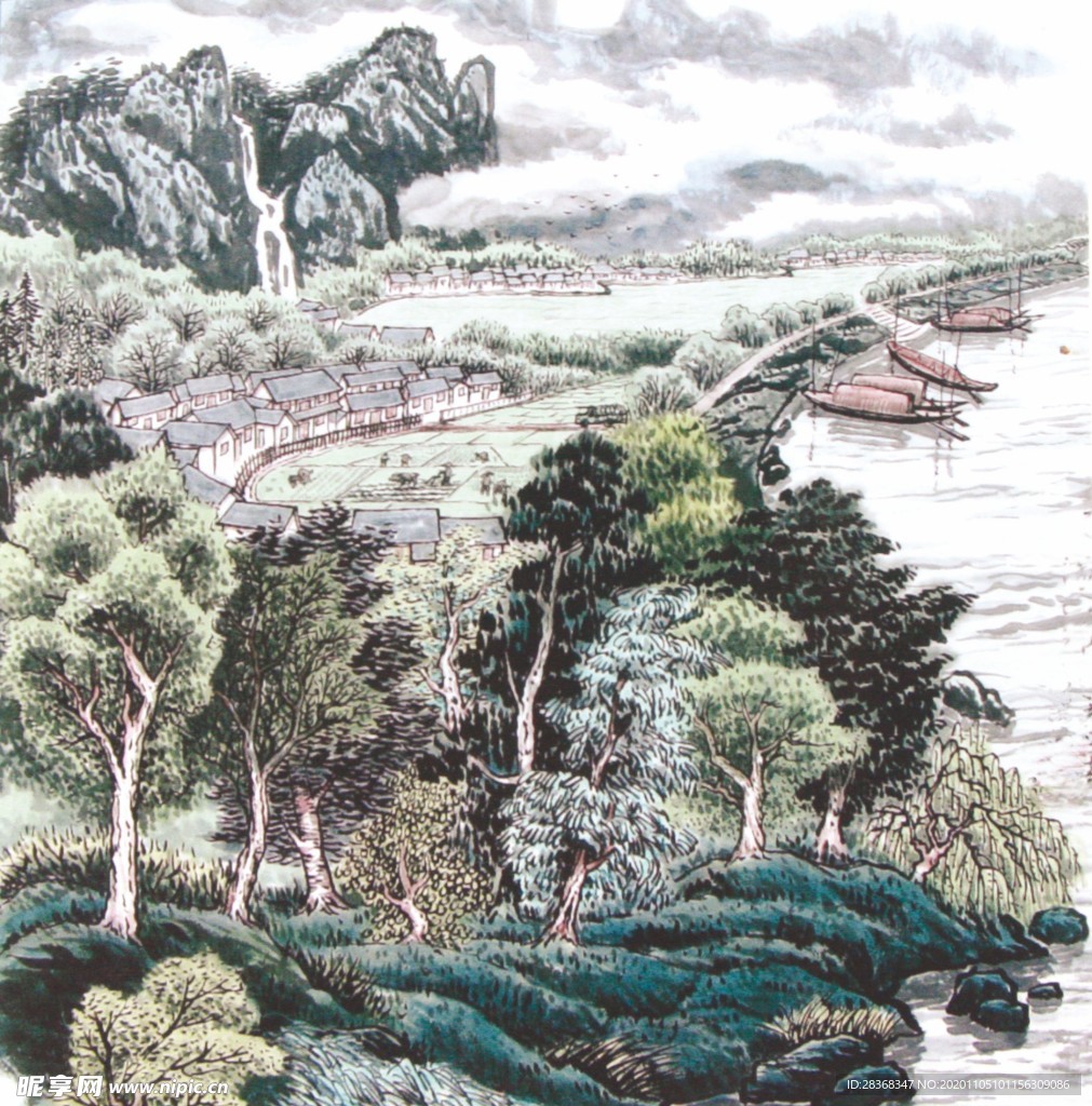 山水名画背景