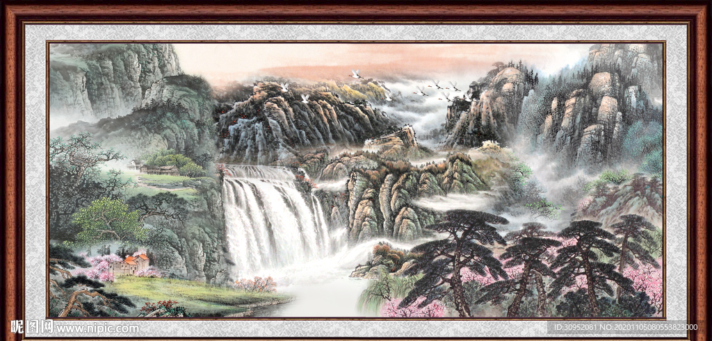 聚宝盆山水画
