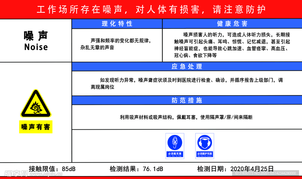 噪声 粉尘 危害告知卡