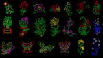 霓虹灯路径植物图案分层素材