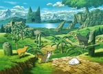 彩色动漫场景插画背景