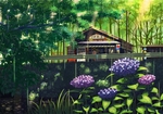 彩色动漫场景插画背景