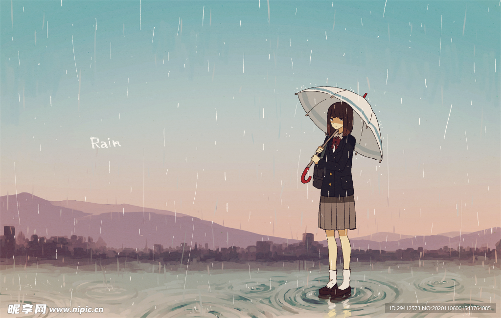 彩色动漫场景插画背景