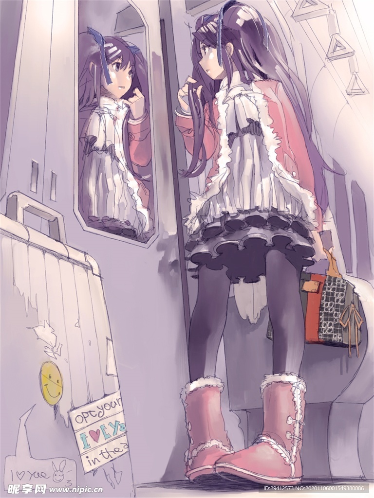 彩色动漫场景插画背景