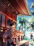 彩色动漫场景插画背景