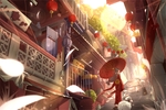 彩色动漫场景插画背景