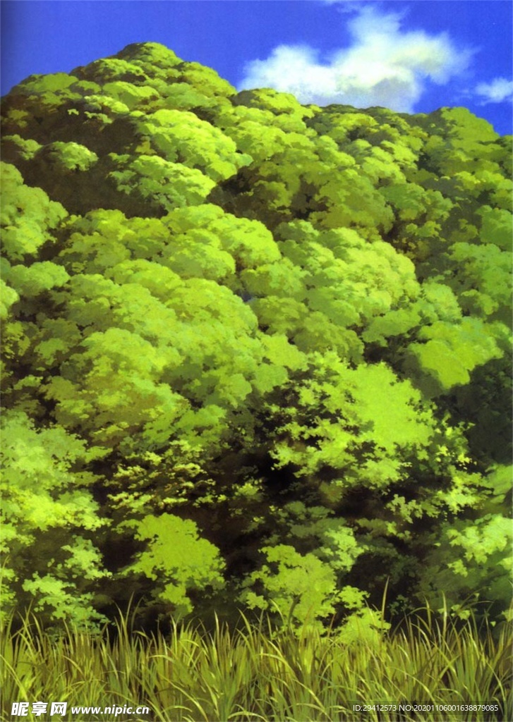 彩色动漫场景插画背景