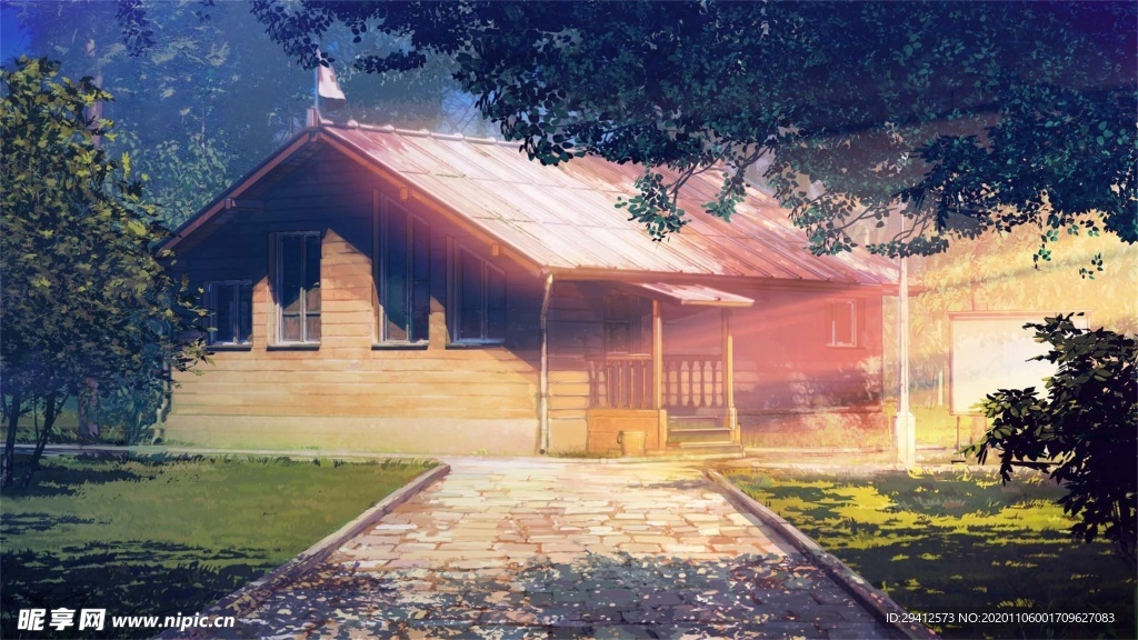 彩色动漫场景插画背景