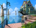 彩色动漫场景插画背景