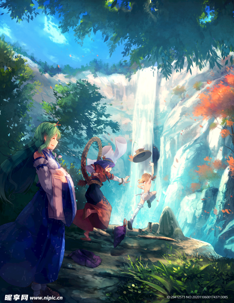 彩色动漫场景插画背景